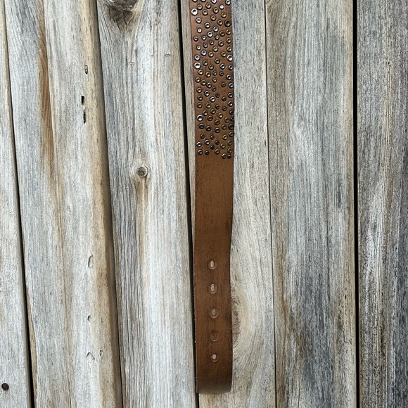 Joe’s Jeans Studded Leather Belt Tan Gold Silver Studs L - Picture 13 of 16
